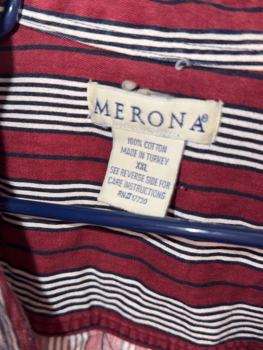 90s inspired Men’s Red and Navy Striped 100% Cotton Shirt